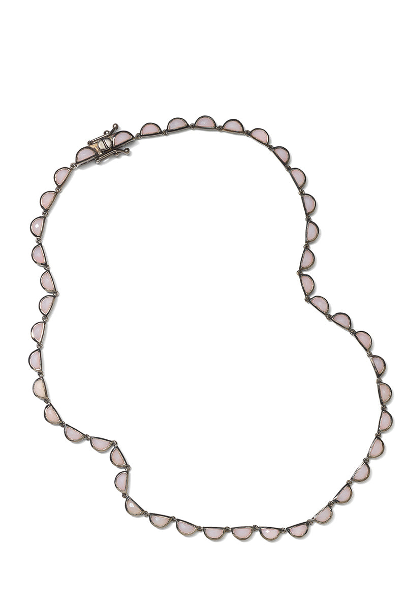 Large Scallop Rivière Necklace - Pink Opal
