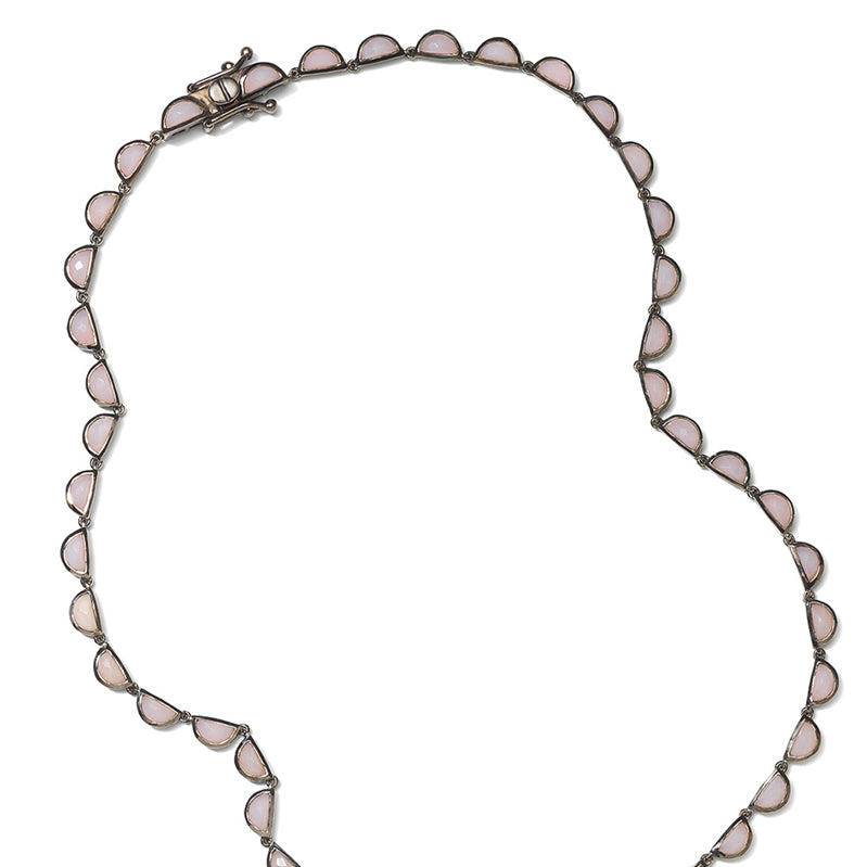 Small Scallop Rivière Necklace - Pink Opal