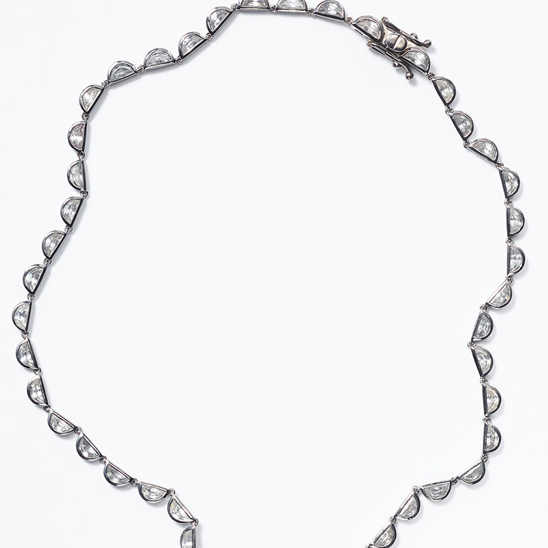 Small Scallop Rivière Necklace - White Zircon