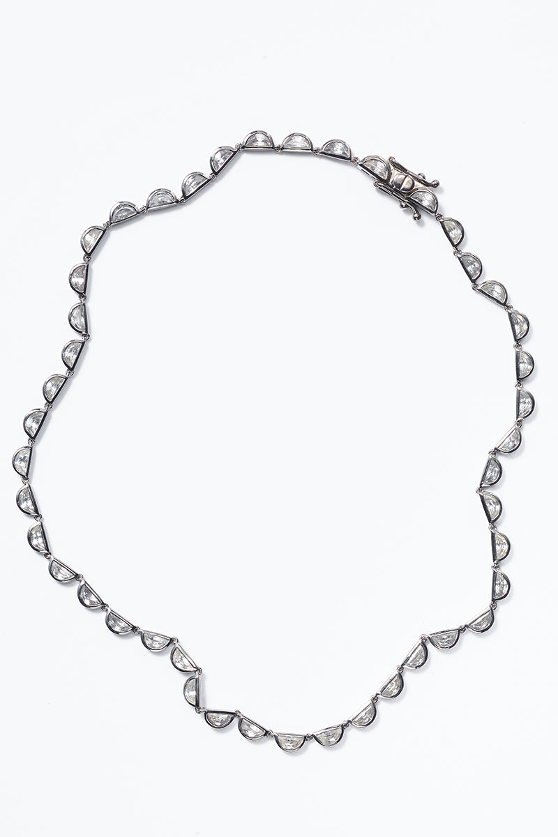 Small Scallop Rivière Necklace - White Zircon