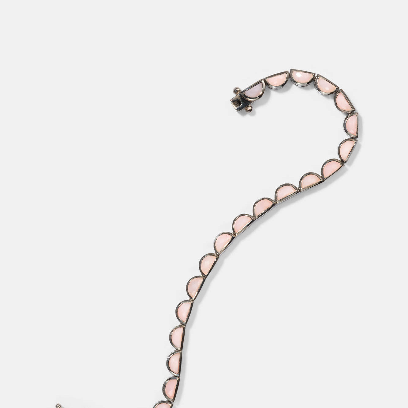 Small Scallop Tennis Bracelet - Pink Opal