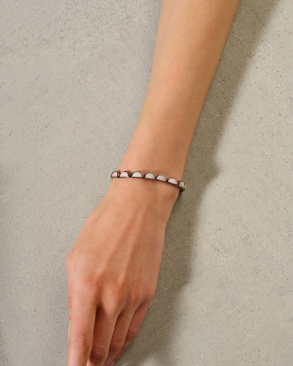 Small Scallop Tennis Bracelet - Pink Opal