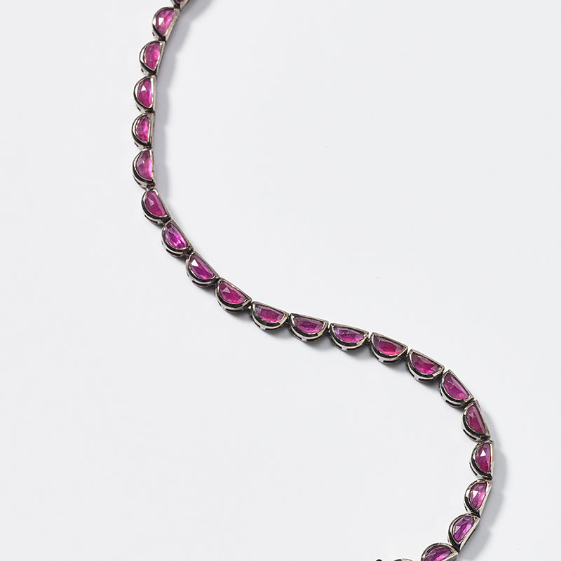 Small Scallop Tennis Bracelet - Ruby
