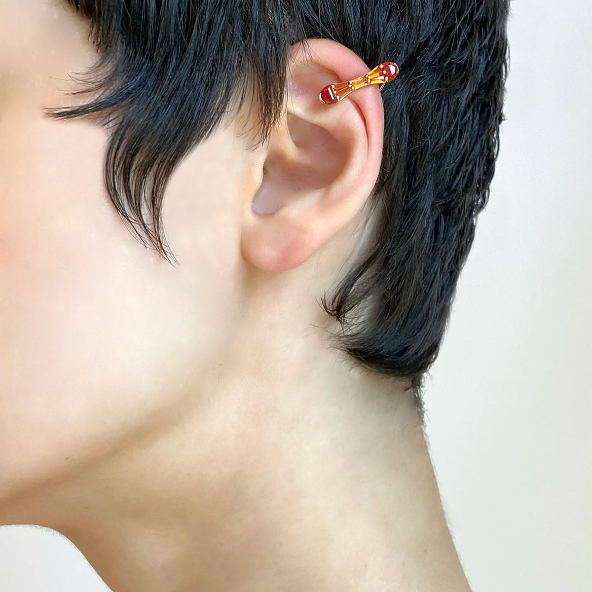 Small Single Baton Ear Cuff - Fire Opal