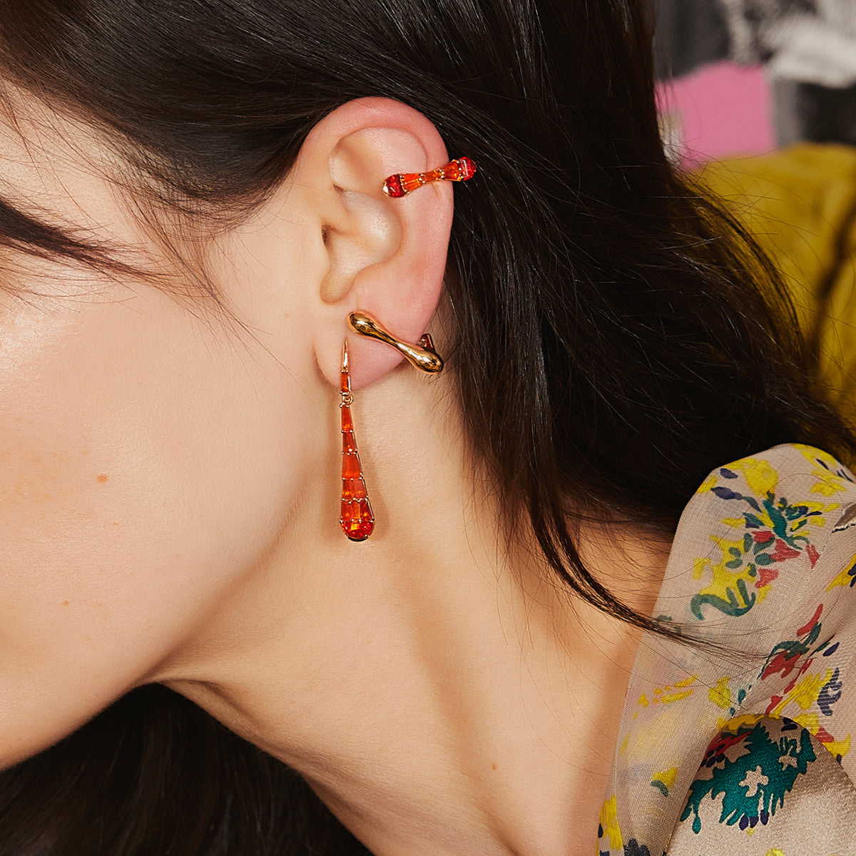 Small Single Baton Ear Cuff  - Gold