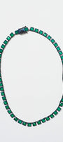 Small Tile Rivière  Necklace - Green Onyx