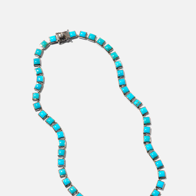 Small Tile Rivière Necklace - Turquoise