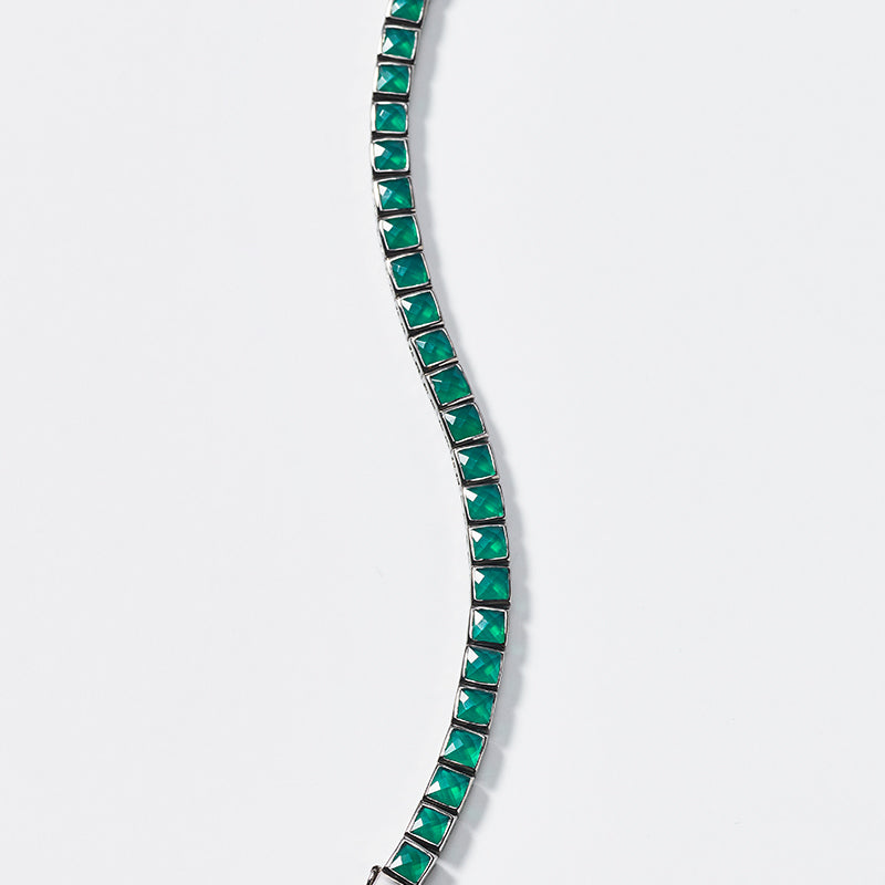 Small Tile Tennis Bracelet - Green Onyx