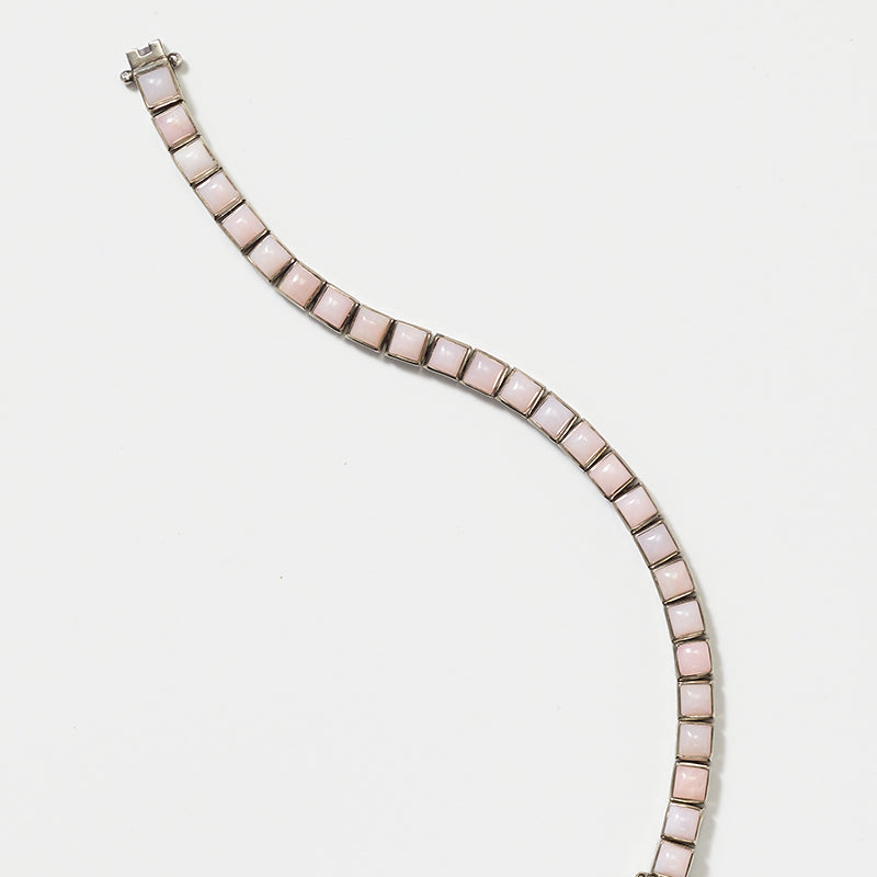 Small Tile Tennis Bracelet - Pink Opal
