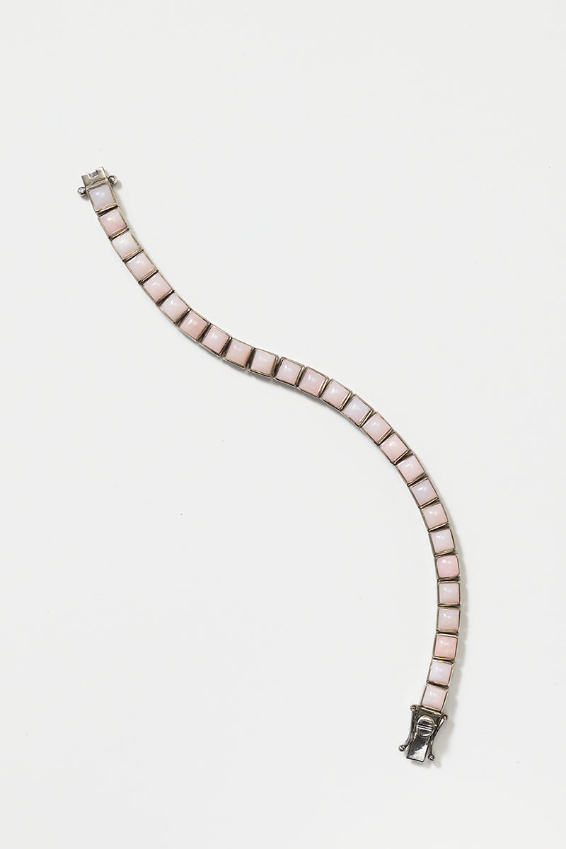 Small Tile Tennis Bracelet - Pink Opal
