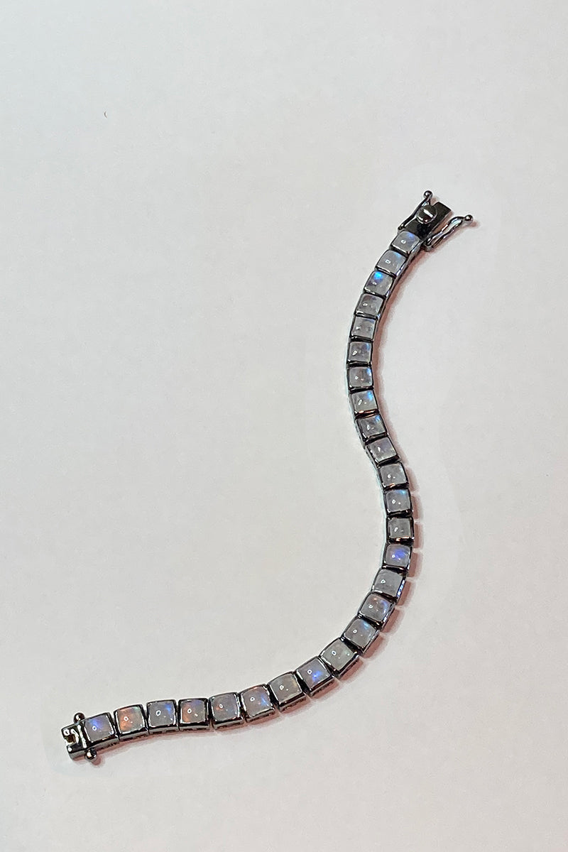 Small Tile Tennis Bracelet - Rainbow Moonstone