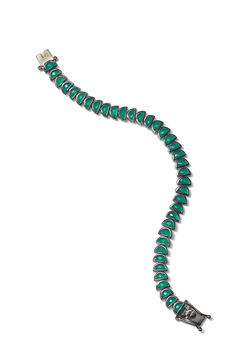 Small Worm Tennis Bracelet - Green Onyx