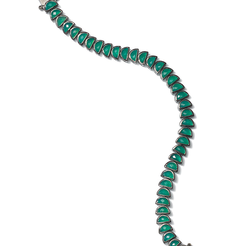 Small Worm Tennis Bracelet - Green Onyx