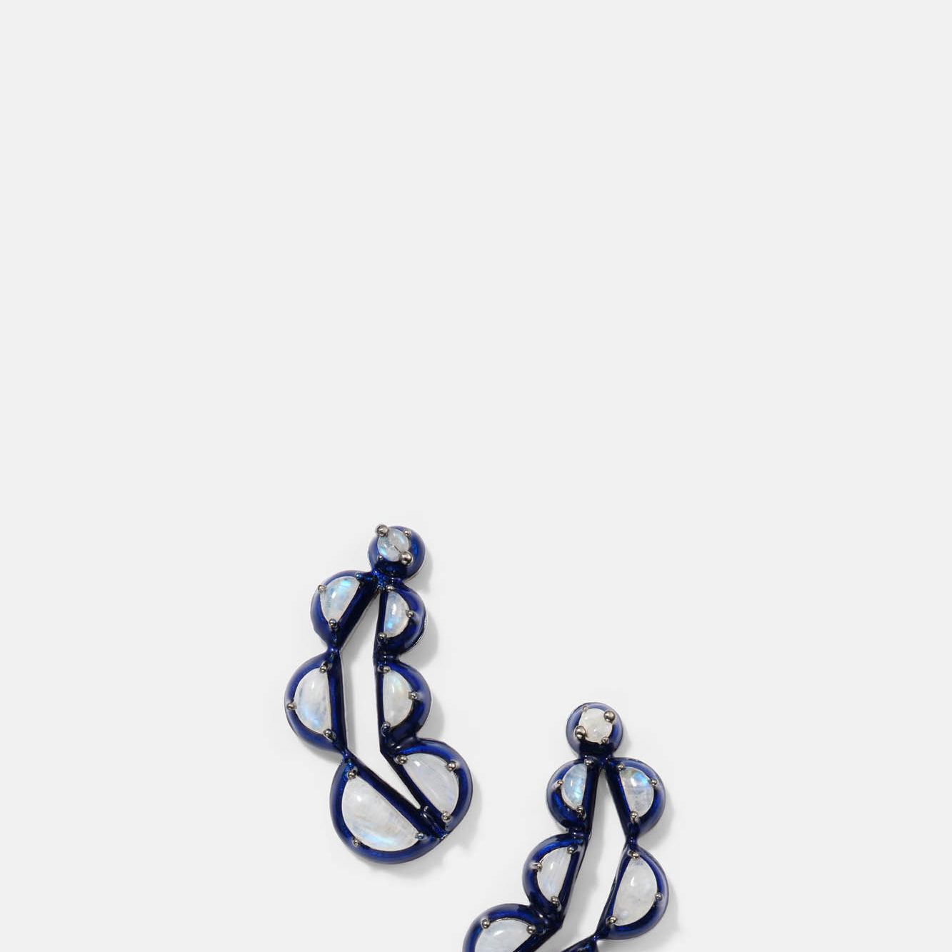 Split Pea Blue Enameled Climbers - Rainbow Moonstone