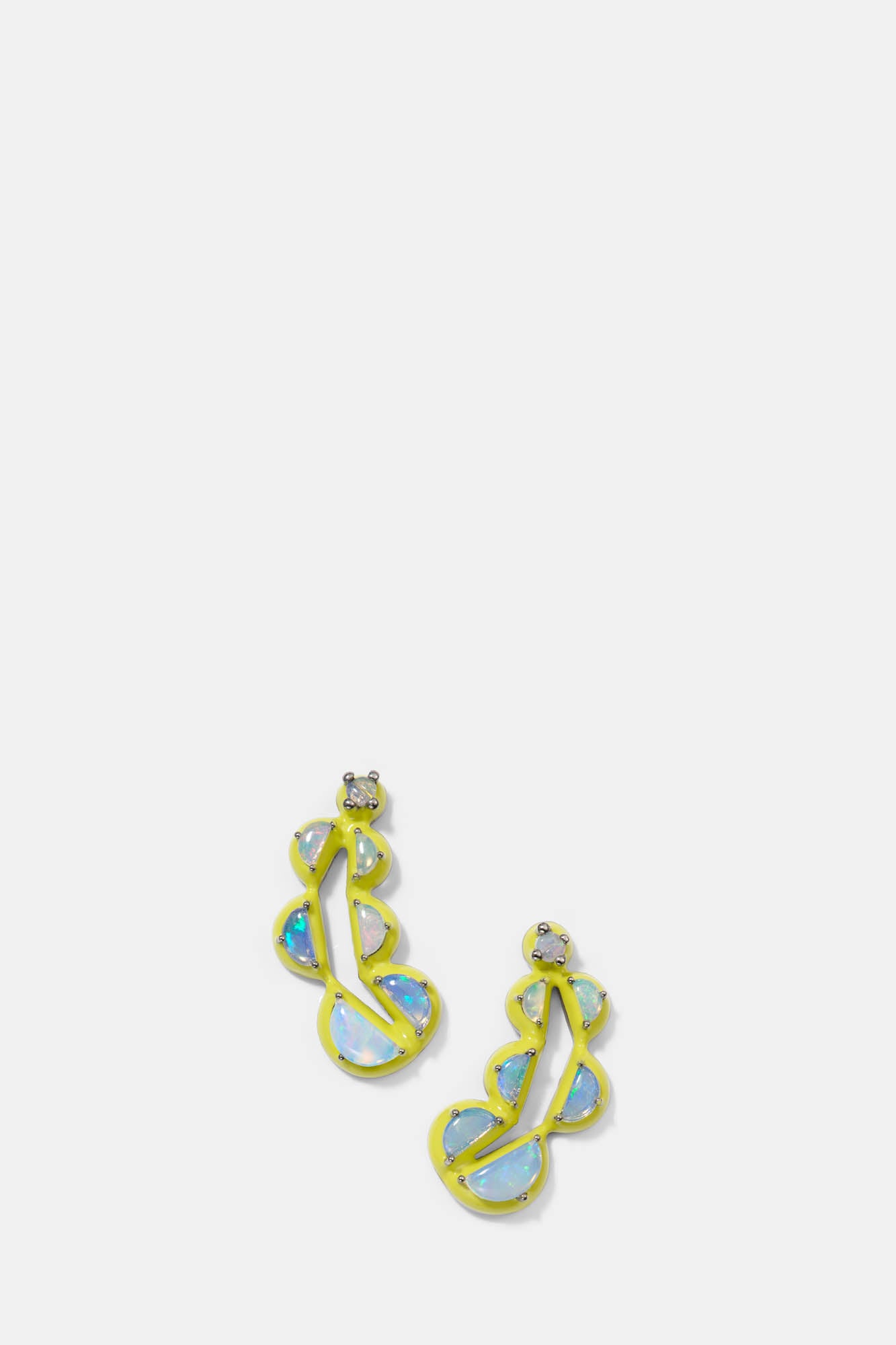 Split Pea Chartreuse Enameled Climbers - Ethiopian Opal