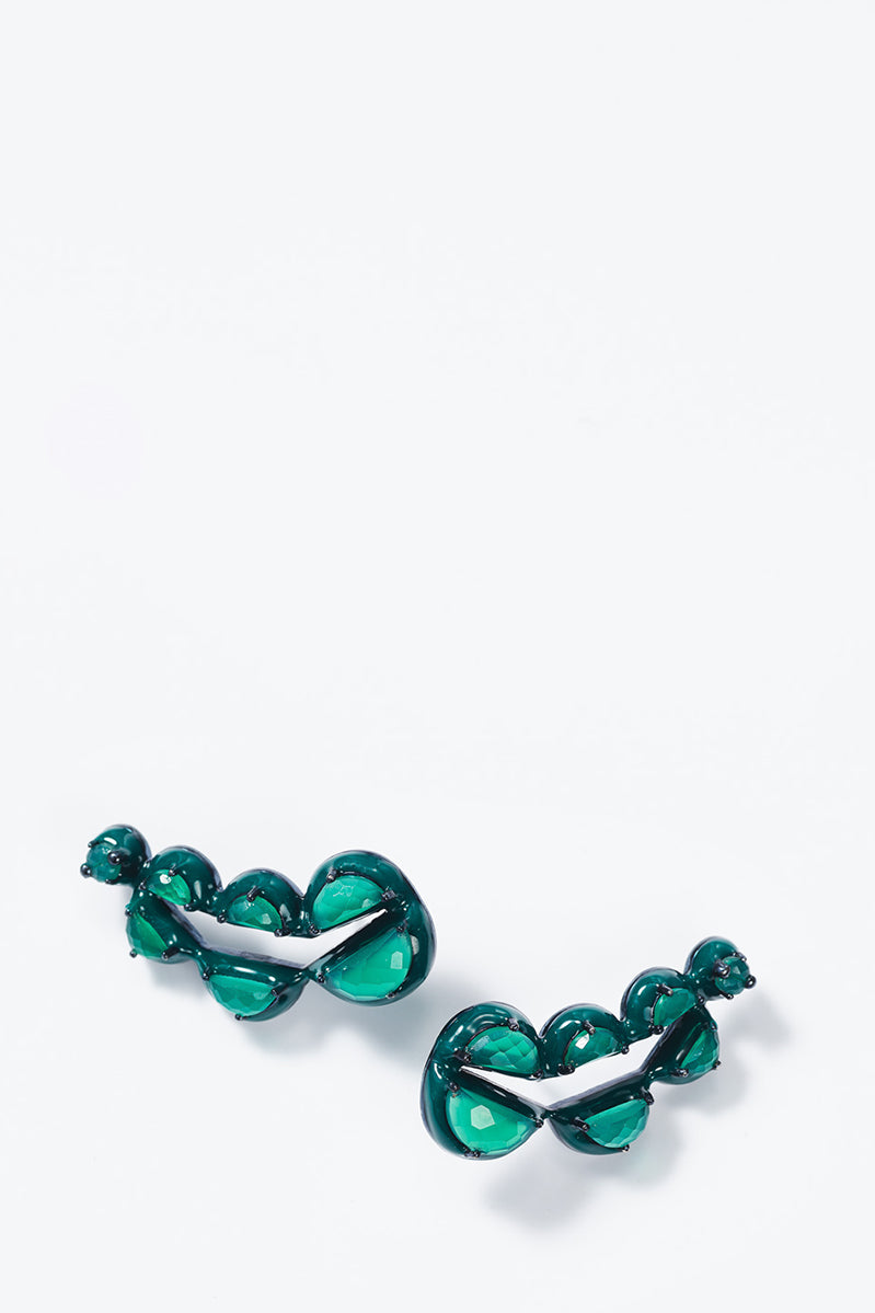 Split Pea Emerald Enameled Climbers - Green Onyx