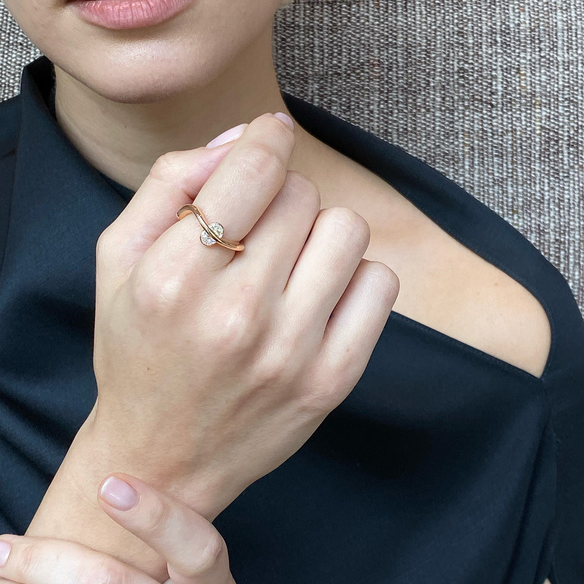 Swoop and Full Moon Ring - Diamond