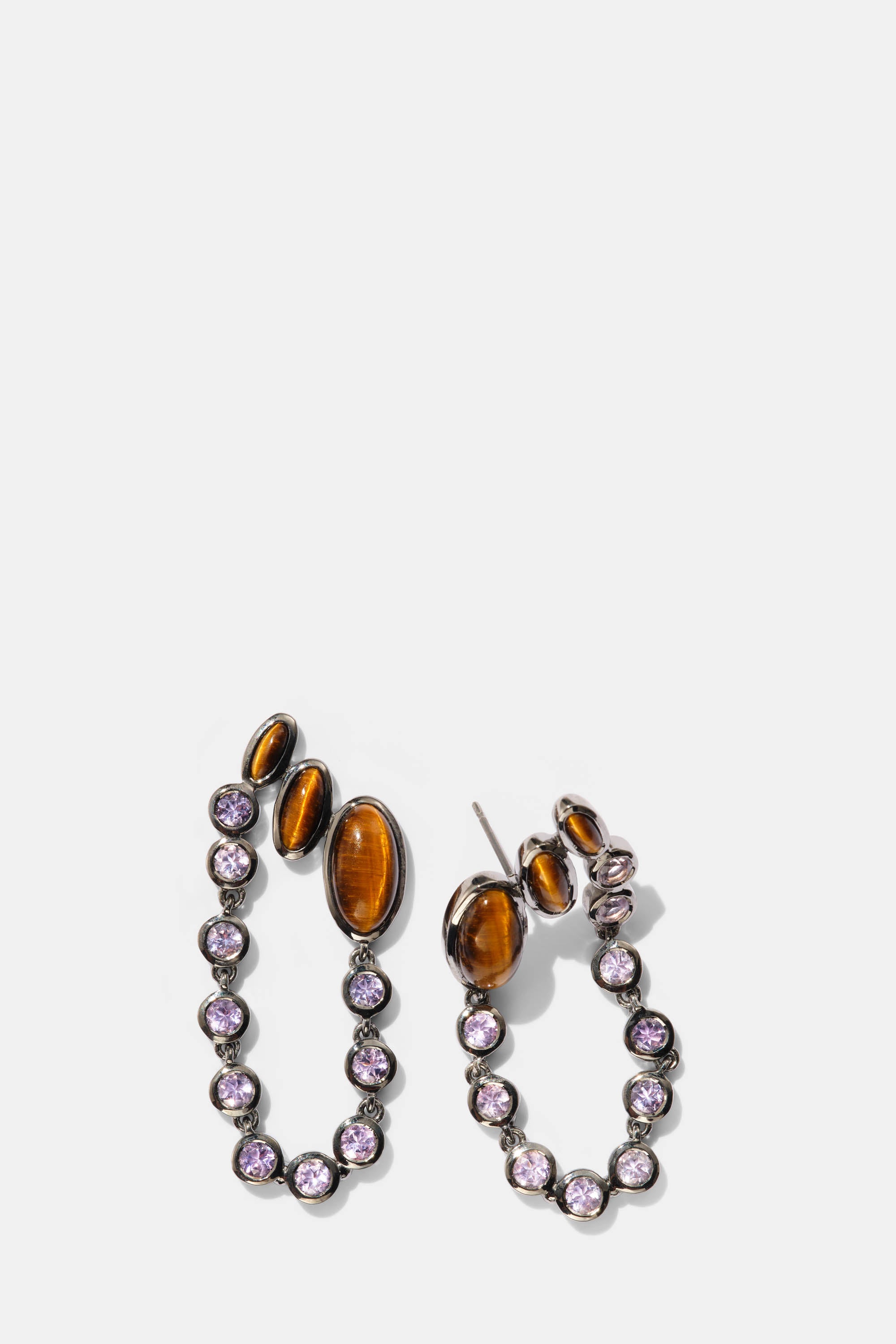 Taper & Chain Earrings - Tiger's Eye