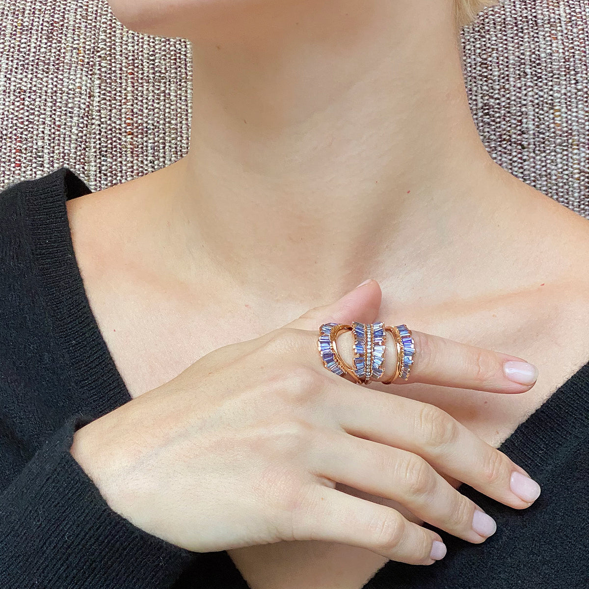 Triple Ruched Ribbon Ring - Tanzanite