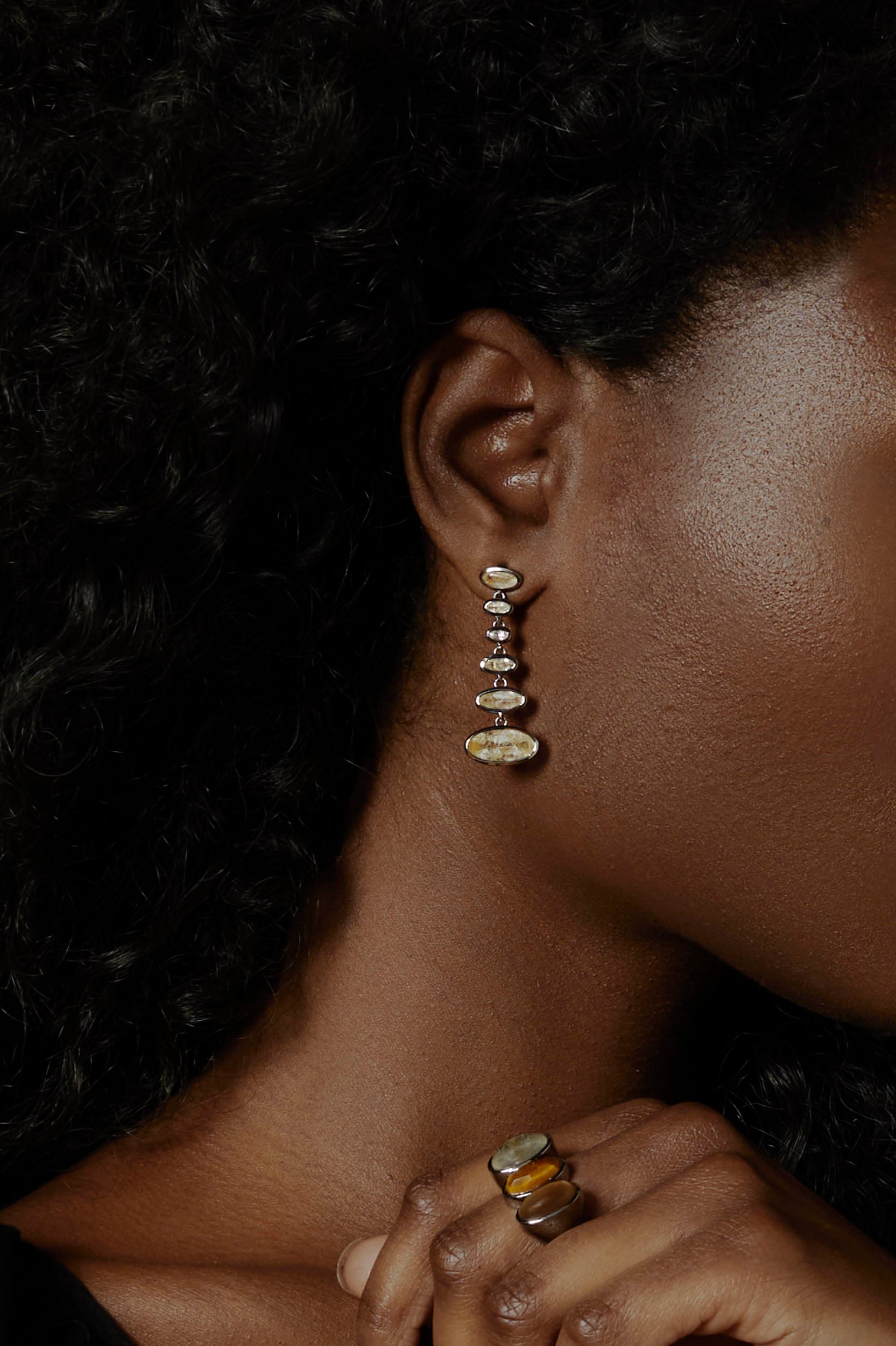 Vase Earrings - Rutilated Quartz