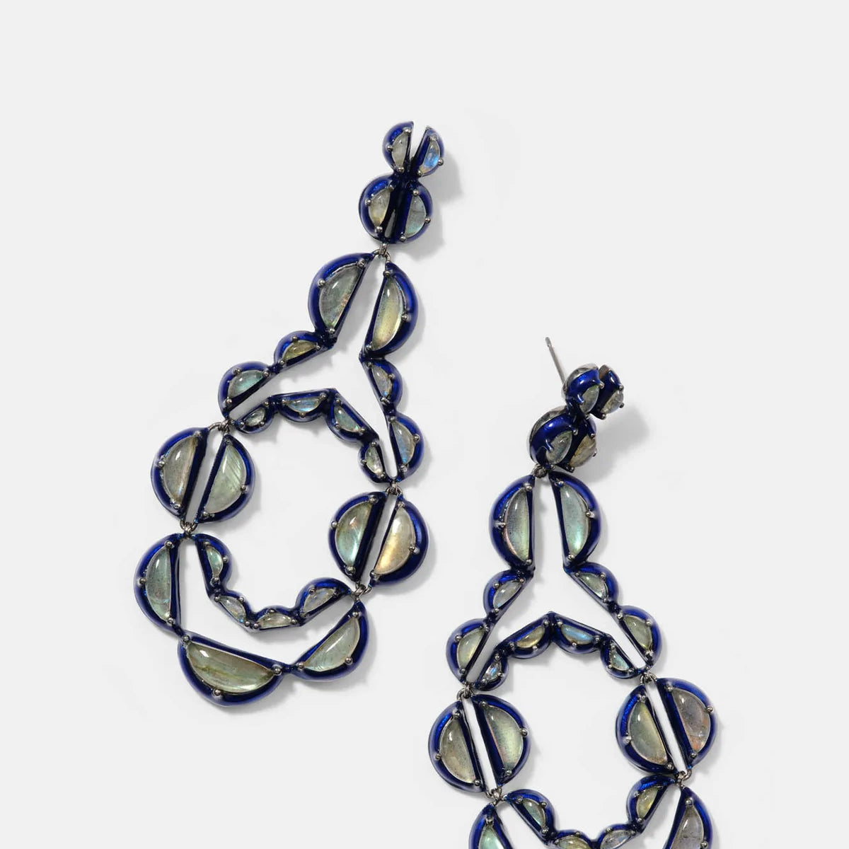 Vienna Blue Enameled Earrings - Labradorite