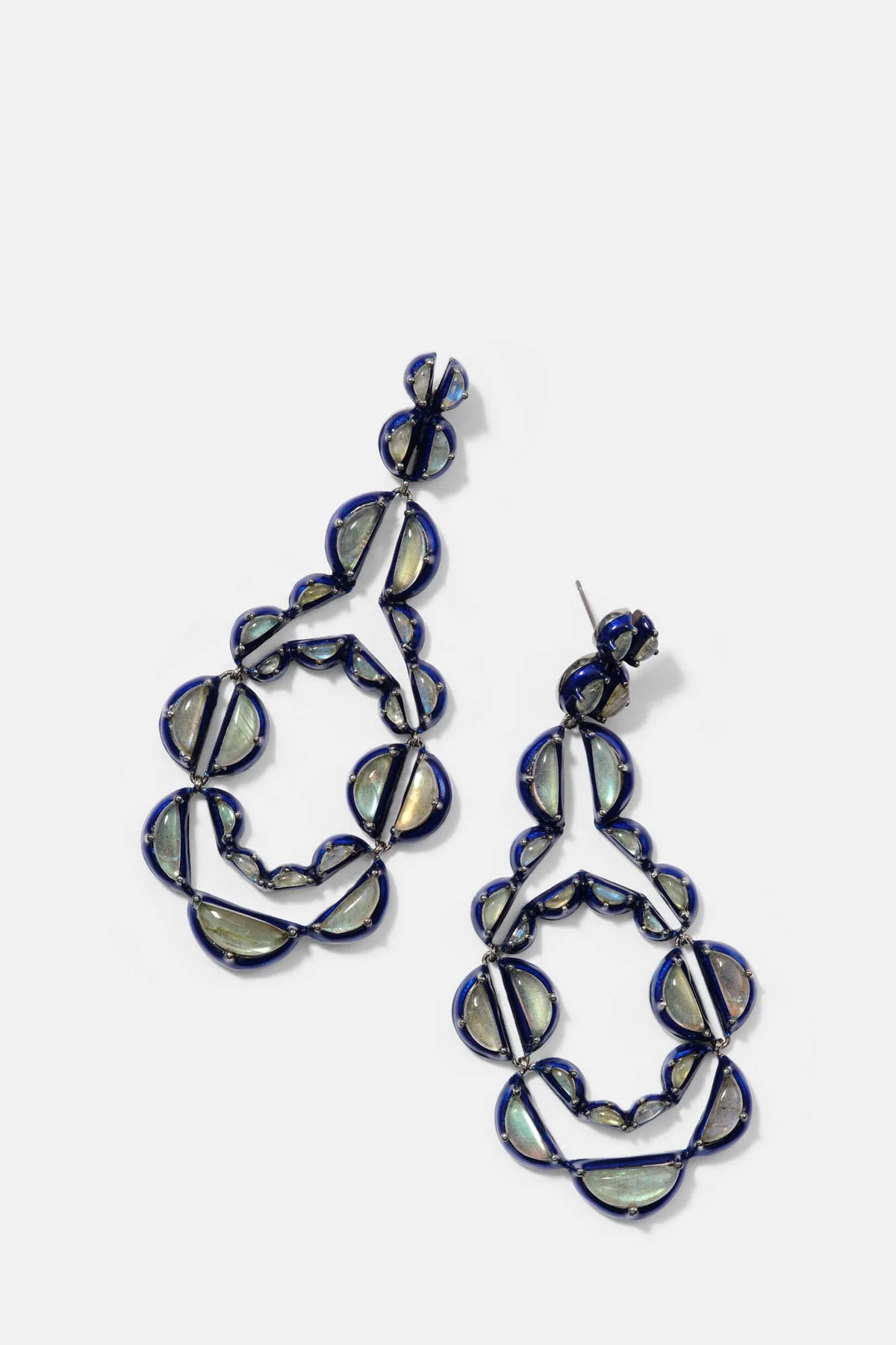 Vienna Blue Enameled Earrings - Labradorite