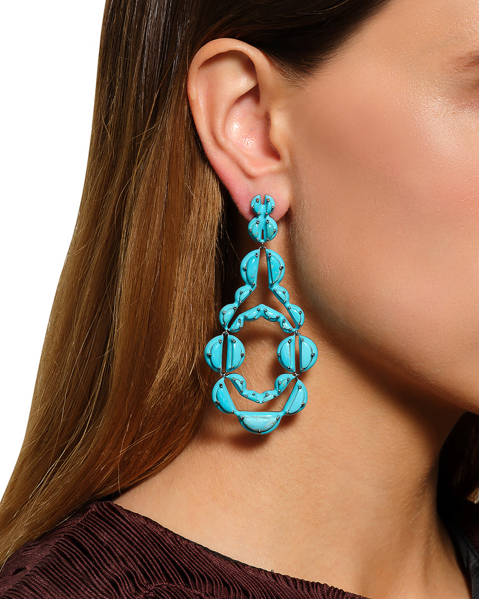 Vienna Turquoise Enameled Earrings - Turquoise