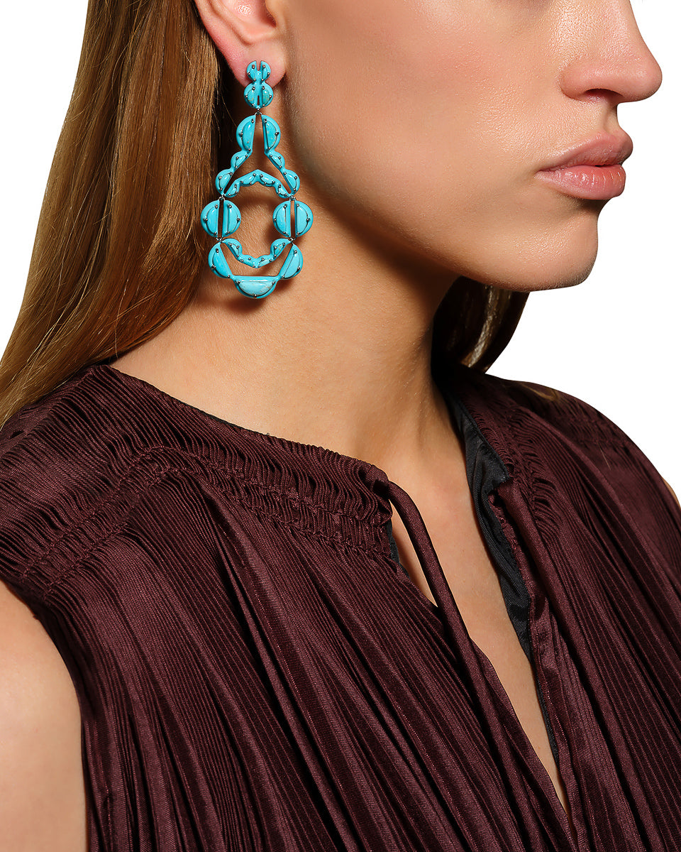 Vienna Turquoise Enameled Earrings - Turquoise