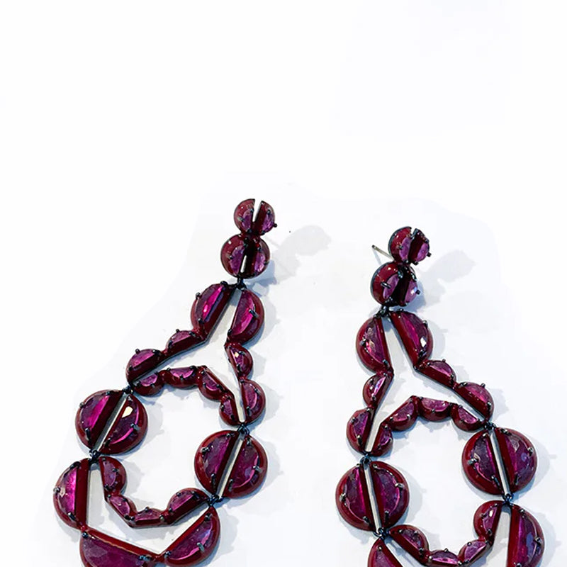 Vienna Red Enameled Earrings - Ruby