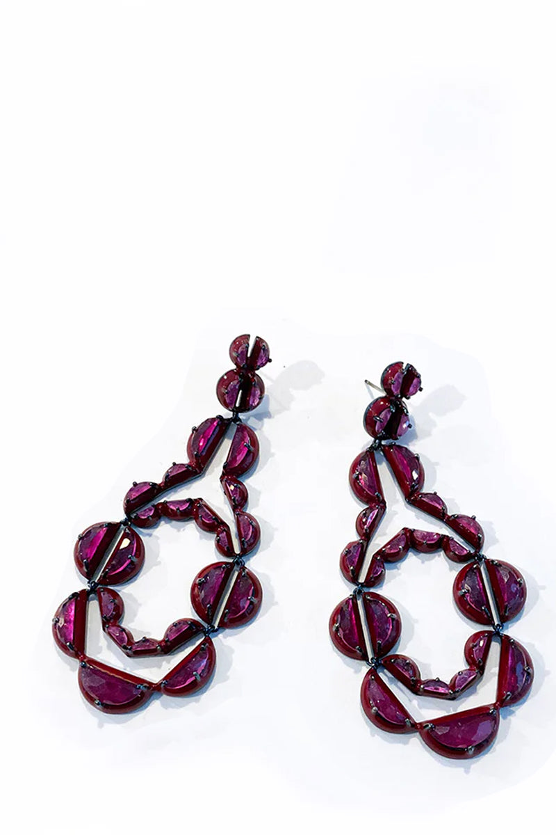 Vienna Red Enameled Earrings - Ruby