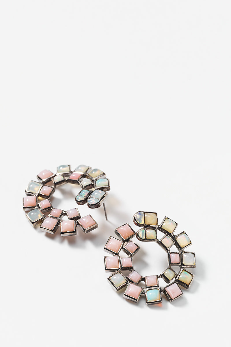 Wheel Bypass Hoops - Pink Opal & Ethiopian Opal